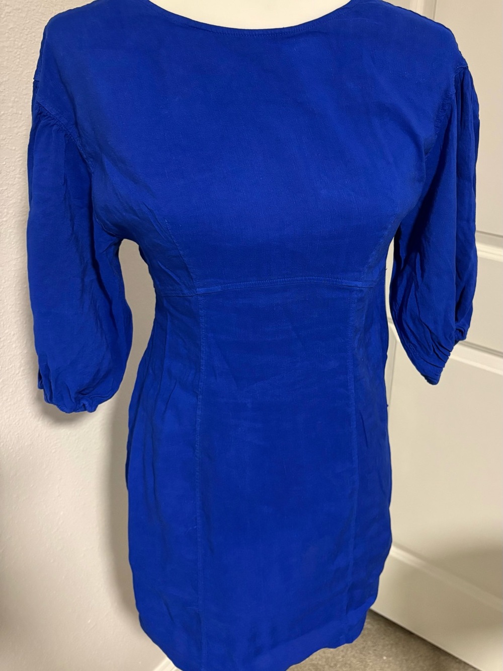 Zara Dress Women’s Sz XS Blue Sheath Dress Linen